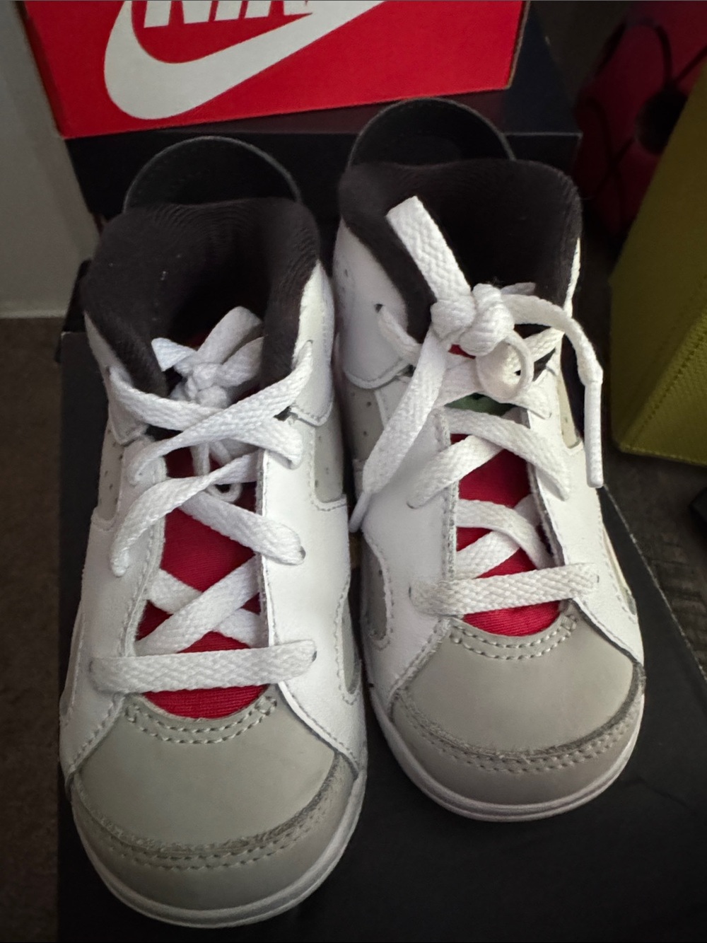 Nike Kids White, Gray & Red High-Top Sneakers